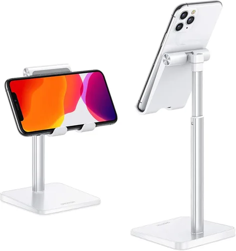 Miniatura 10 de OMOTON Soporte para teléfono celular, altura de ángulo ajustable, soporte de escritorio para iPhone Air/17 Pro Max/ 11 Pro/XS Max/XR, Samsung Galaxy