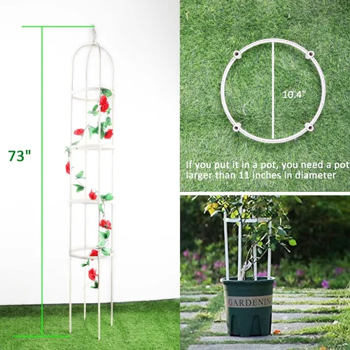Miniatura 5 de Enrejado de jardín para plantas trepadoras, tubo de metal inoxidable con soporte resistente de 6 pies, soporte para plantas en maceta para jardín