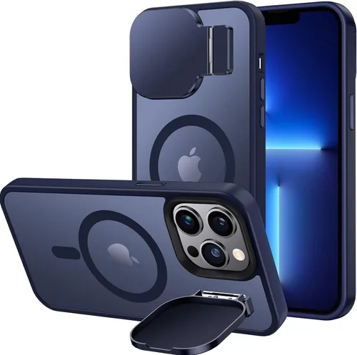 Miniatura 12 de Silverback Funda para iPhone 14 Pro Max con funda para cámara, compatible con MagSafe, con soporte integrado, funda magnética translúcida mate a