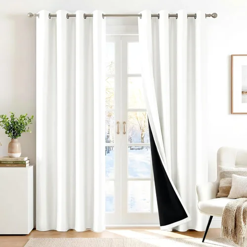Miniatura 33 de Deconovo Cortinas 100% opacas, cortinas de ventana con aislamiento térmico, paneles reductores de ruido, cortinas de forro negro, con ojales