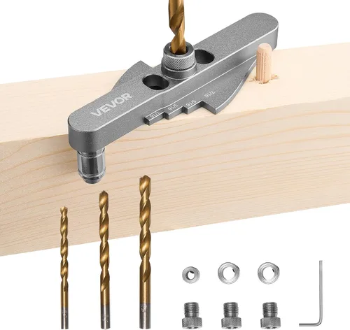 Miniatura 10 de VEVOR Kit de plantilla de taco, plantilla de taco autocentrada para agujeros rectos, herramienta de juntas de carpintería de aleación de aluminio