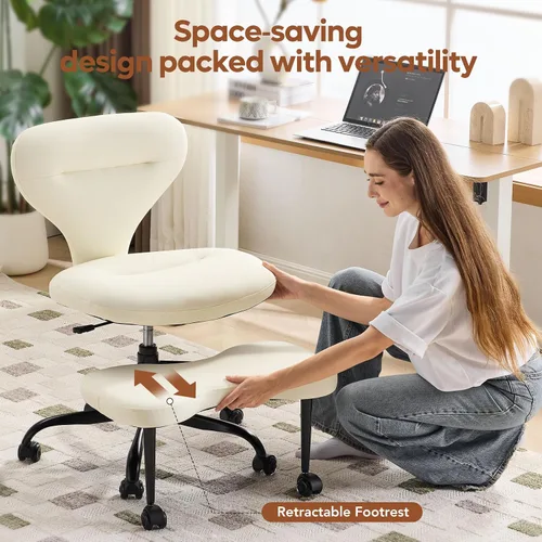Miniatura 7 de YFO Silla ergonómica de oficina con patas cruzadas y silla de meditación para TDAH con ruedas silenciosas para silla de escritorio de oficina