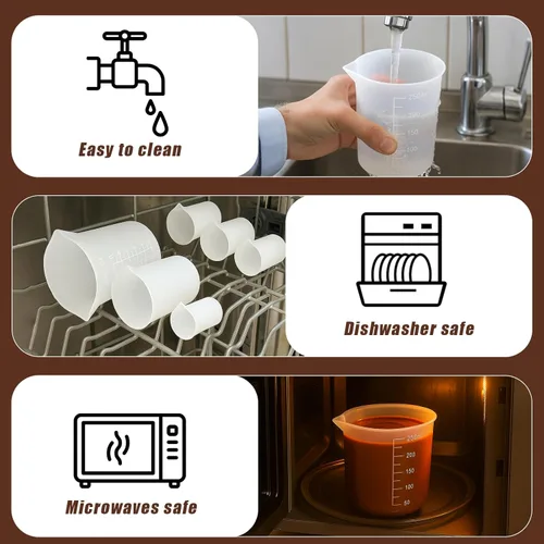 Miniatura 7 de Juome 6 tazas medidoras de silicona para derretir chocolate, juego de tazas de silicona para derretir chocolate con capacidad de 100/250/11.8 fl oz