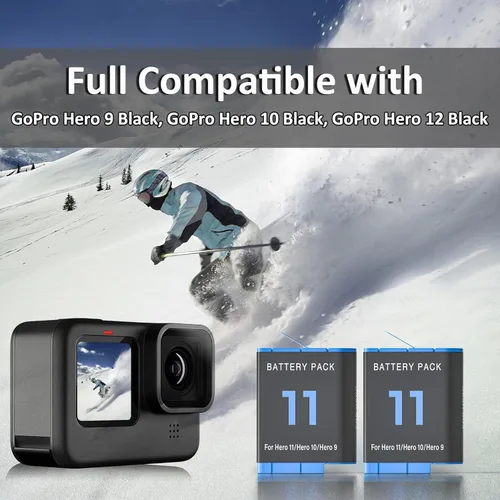 Miniatura 4 de Juego de baterías compatible con gopro Hero 12 11 10 9 (negro)