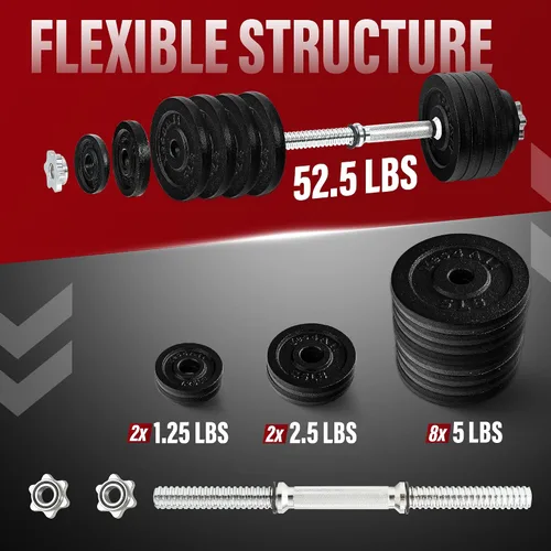 Miniatura 2 de Yes4All Old School Adjustable Dumbbell Set with Weight Plates, Star Lock Collars/Connector, 40lbs to 200lbs Adjustable Weight Plates Set