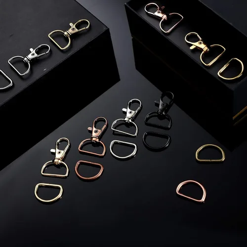 Miniatura 7 de Hotop 100 ganchos de clip para llavero con clip de anillo en D, ganchos giratorios y anillos para llavero en D, cierre de pinza de langosta