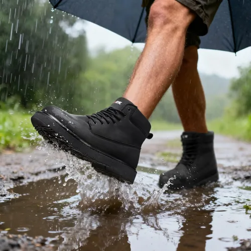 Miniatura 2 de LARNMERN Botas de trabajo con punta suave para hombre, impermeables, antideslizantes, para senderismo, tácticas, para motocicleta, botas Chukka de 6