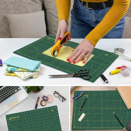 Miniatura 5 de Headley Tools Tapete de corte autorreparable grueso de 18 x 12 pulgadas, tapete de costura de corte giratorio A3 para manualidades, tabla de cortar