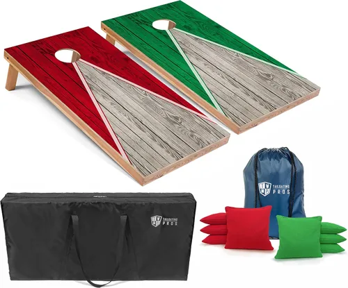 Miniatura 66 de Tailgating Pros Juego de tablero de Cornhole ligero con diseño piramidal con bolsas de frijoles y estuche de transporte, juego de cornhole
