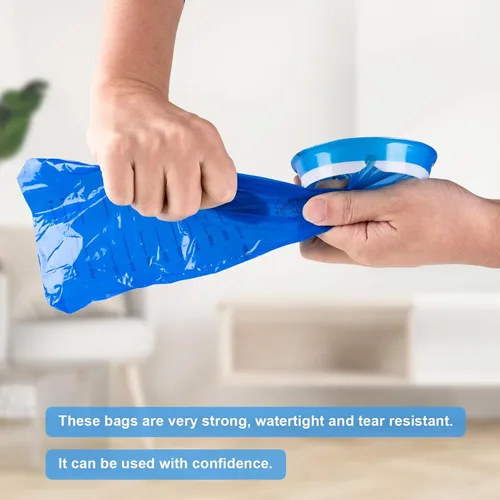 Miniatura 4 de Paquete de 40 bolsas de vómito desechables, resistentes a fugas, bolsa portátil azul para vómitos, 33.8 fl oz Emesis Vomit, vómito para vómito