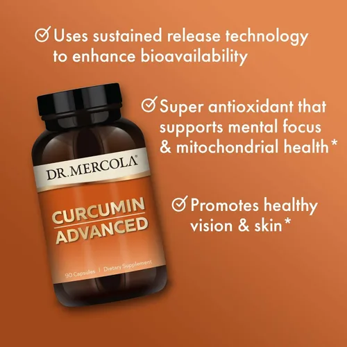 Miniatura 4 de Dr. Mercola Curcumin Advanced - 500 mg de extracto de raíz de curcumina - 95% curcuminoides - Para la salud visual, digestión y enfoque - liberación
