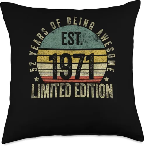Miniatura 4 de Vintage 52 Year Old Est 1971 Limited Edition 52nd Birthday Throw Pillow