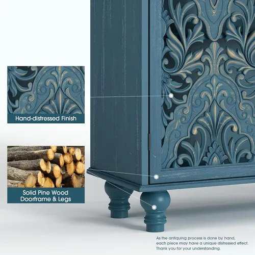 Miniatura 4 de Jiansu furni, Armario buffet de 63 pulgadas con puertas de vidrio arqueadas, moderna credenza de cocina negra con almacenamiento, mesa de consola