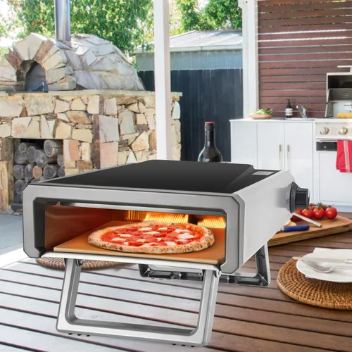 Miniatura 4 de Horno de pizza, horno de pizza de propano para exteriores, 12 pulgadas, para pizza, portátil, cocina al aire libre, parrilla de pizza de acero