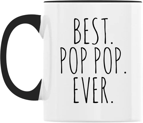 Miniatura 2 de Best Pop Ever Taza para el Día del Padre para el Abuelo, regalo de nietos, mango negro y interior de 11 onzas
