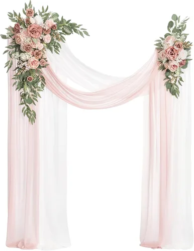 Miniatura 17 de Ling's moment Kit de Flores Artificiales de Arco de Boda de Otoño Paquete de 4, 2pcs Arreglo Floral Colgante 2pcs Cortinas de Ceremonia Telón