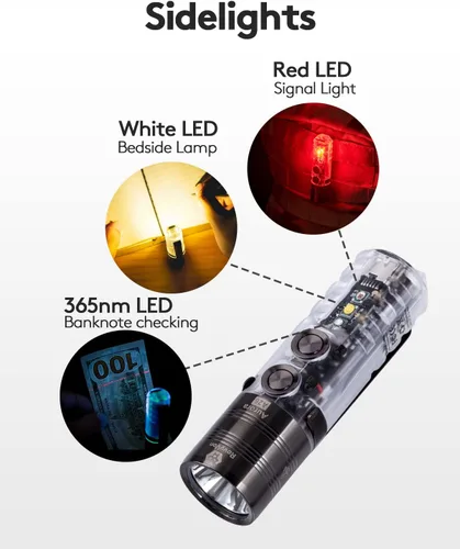 Miniatura 2 de Linterna recargable RovyVon A26 EDC USB C brillante para bolsillo con luz de llavero de alto lúmenes 6500K, batería de 850mAh, LED para llevar EDC