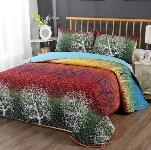 Miniatura 6 de Swanson Beddings Juego de colcha de árbol de arco iris: edredón y una funda de almohada (individual)