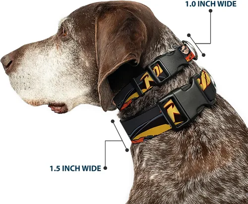 Miniatura 2 de DC Comics - Collar para mascotas, collar de perro, hebilla de plástico, rojo rojo y negro, poses gris, 9.5 a 14.5 pulgadas 0.5 pulgadas de ancho