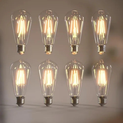Miniatura 49 de Jensense Bombillas LED Edison E26, 60 vatios equivalentes, bombillas regulables, 2300 K, luz blanca cálida (cristal ámbar), estilo vintage