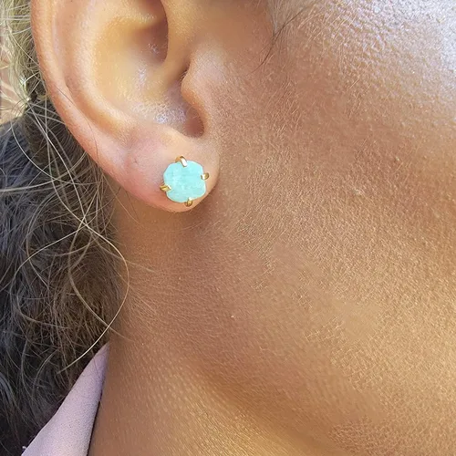 Miniatura 18 de Aretes de piedra preciosa natural en bruto con oro amarillo sobre plata de ley 925, 6 a 0.276 in, regalo de piedra de nacimiento de calidad genuina