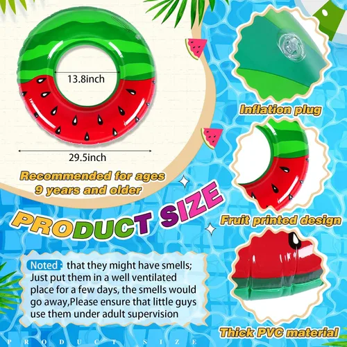 Miniatura 3 de Libima Flotadores inflables de piscina para adultos, anillos de natación, tubos de natación, flotadores para adultos, decoraciones hawaianas