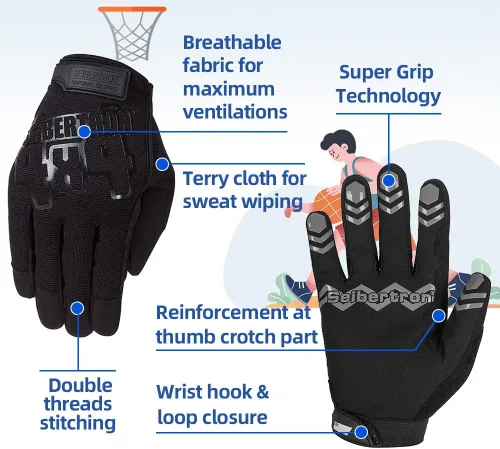 Miniatura 3 de Guantes de baloncesto antideslizantes Seibertron - Guantes de manejo de bola sin peso para entrenamiento o conducción