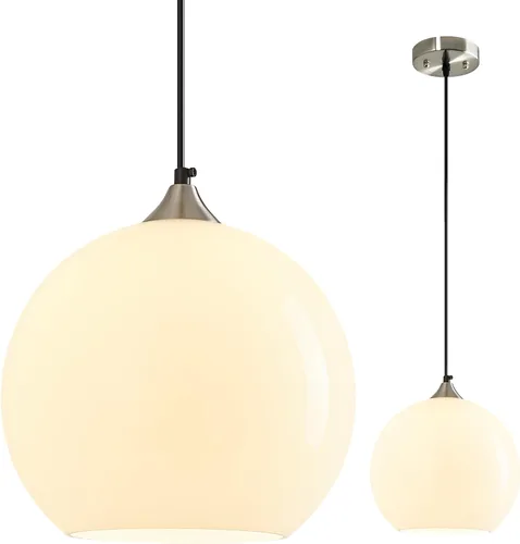 Miniatura 8 de Luces colgantes de cristal verde claro, iluminación de isla de cocina, luminarias de luz colgante de globo, iluminación colgante moderna