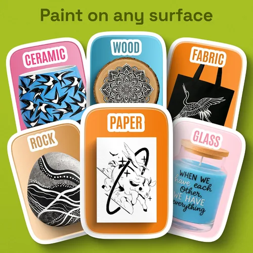 Miniatura 3 de ARTISTRO 6 bolígrafos de pintura acrílica en blanco y negro, marcadores de punta extrafina de 0.028 in, bolígrafos de pintura para manualidades