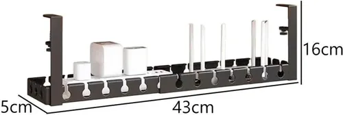 Miniatura 7 de Extendable Under-desk Cable Management Tray, No Drilling Required, Adjustable Clips, Cable Hidden Channel Organizer(Fixed black)