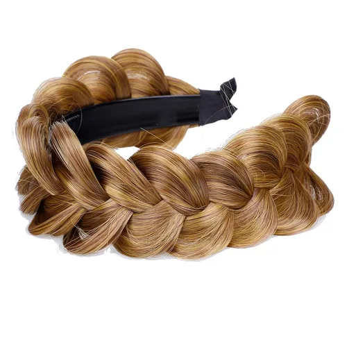Miniatura 3 de Diadema trenzada de pelo sintético, aro de pelo clásico, grueso, ancho, trenzado, peluca de trenzas esponjosas, accesorio de belleza para mujeres