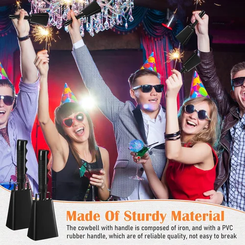 Miniatura 6 de 6 Pcs 10 Inch Cowbell with Handle Cheering Bell for Sports Events Large Noise Makers Cow bells Loud Cowbell Bulk for Football Games Party Chimes