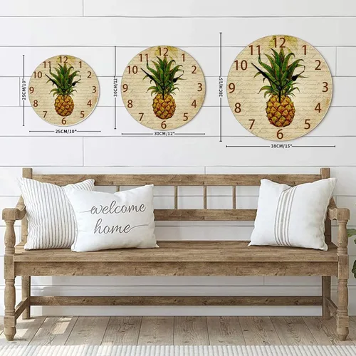 Miniatura 8 de Reloj de pared de madera de 10 pulgadas, reloj de pared duradero con pilas, estilo rural, reloj de madera para colgar en la pared, para estudio