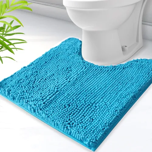 Alfombras de baño en forma de U, alfombras de baño de felpilla súper absorbentes y respaldo antideslizante de PVC fuerte para inodoros, lavables a