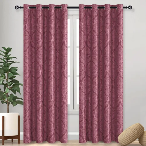 Miniatura 39 de DWCN - Cortinas blackout para dormitorio, diseño de damasco con aislamiento térmico y ojales, para sala de estar, juego de 2 paneles de cortina Gris