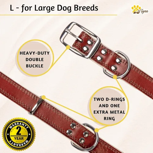 Miniatura 3 de ADITYNA Collar de cuero resistente para perros grandes - Suave y acolchado para mayor comodidad - Collar grande para perros para caminar, entrenar