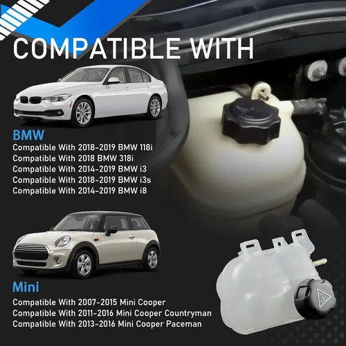 Miniatura 4 de Depósito de Rebosamiento de Refrigerante del Radiador del Motor con Tapa Compatible con BMW i3/i3s i8 118i 318i Mini Cooper/Cooper Countryman/Cooper