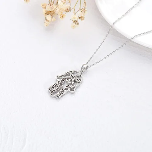 Miniatura 3 de PELOVNY Collares para mujer, regalo para el día de la madre, collar de plata de ley 925, colgante de mano de Fatima, árbol de fatima, elefante