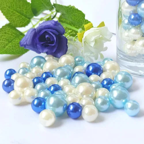 Miniatura 5 de 140 perlas sin agujero para relleno de jarrón y jarrón, cuentas de perlas para jarrones, centros de mesa, velas, centros de mesa, soporte de azul
