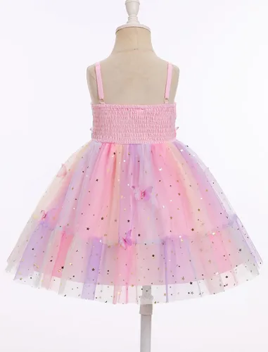 Miniatura 157 de IMEKIS Vestido de princesa de cumpleaños para niña pequeña, confeti brillante, bohemio, arco iris, pastel, sesión de fotos, traje para 1-6T