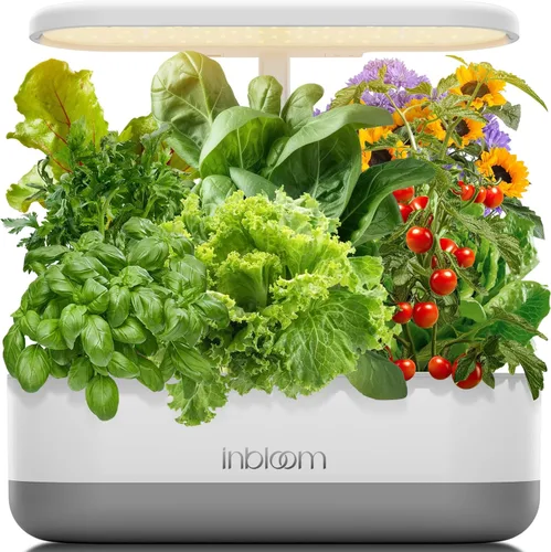 inBloom Sistema de cultivo hidropónico de 12 vainas para jardín interior con luz de crecimiento LED y kit de vainas, kit de germinación de plantas