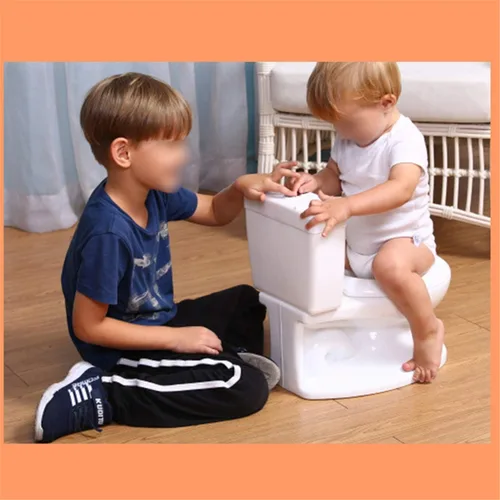 Miniatura 7 de Inodoro clásico portátil blanco realista para niños pequeños con sonido de descarga para silla de bebé asiento infantil [P/N: ET-BABY004-WHITE]