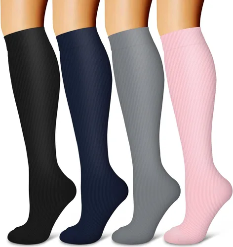 Miniatura 29 de Laite Hebe 4 pares de calcetines de compresión para mujeres y hombres, el mejor apoyo para enfermeras, correr, atletismo