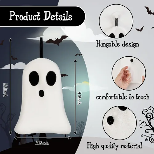 Miniatura 6 de Quera Paquete de 2 toallas de mano con diseño de fantasmas de Halloween, bordadas, decoración de lujo, para baño, juego de toallas decorativas