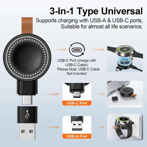 Miniatura 4 de Cargador de reloj Samsung para Samsung Galaxy Watch 8 7 Ultra 6 5 4 Watch8 Classic 3.5W magnético portátil Galaxy Smartwatch cargador USB C
