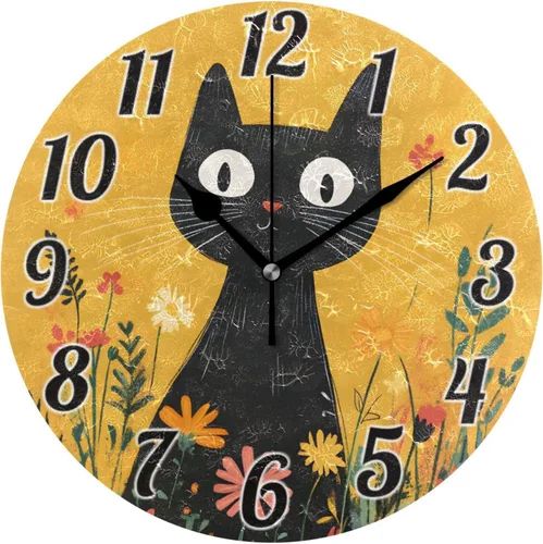 Miniatura 43 de Reloj de pared con mariposas moradas, silencioso, funciona con pilas, floral, sin tictac, decorativo, reloj analógico de cuarzo redondo de 9.5 A01