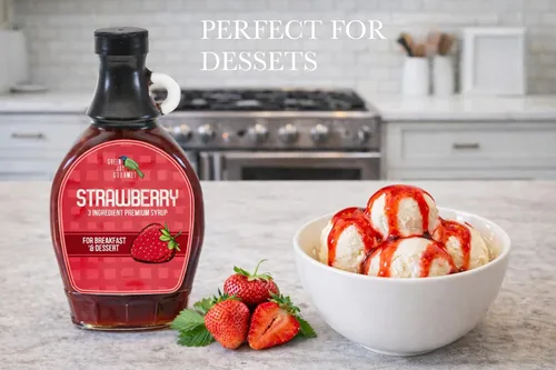 Miniatura 6 de Green Jay Gourmet Jarabe de Fresa – Jarabe de Desayuno Premium de 3 Ingredientes con Fresas Frescas, Azúcar de Caña y Jugo de Limón – Jarabe