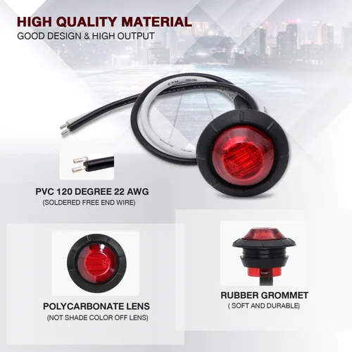 Miniatura 3 de TMH Paquete de 100 luces LED rojas de 3/4 pulgadas, luces marcadoras LED laterales para remolque, camión, caravana, coche, autobús, furgoneta Rojo