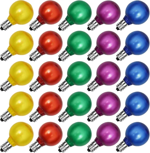 Miniatura 12 de SUNSGNE Paquete de 25 bombillas LED G40 de repuesto, bombillas de cadena de globo de 0.6 W, bombillas de repuesto impermeables para luces de cadena