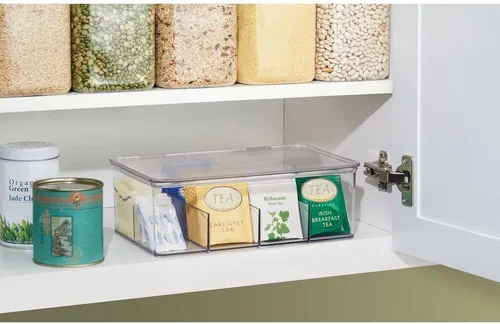 Miniatura 2 de mDesign - Caja de almacenamiento para bolsas de té, de plástico, apilable, para alacenas de cocina, encimeras, despensas – Organizador para bolsas